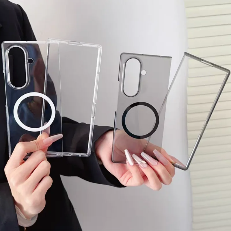 

Прозрачный магнитный чехол для Samsung Galaxy Z Fold 7, чехол с беспроводной зарядкой, чехол для Samsung Z Fold 6 fold5 4 3 Ultra Thin Case