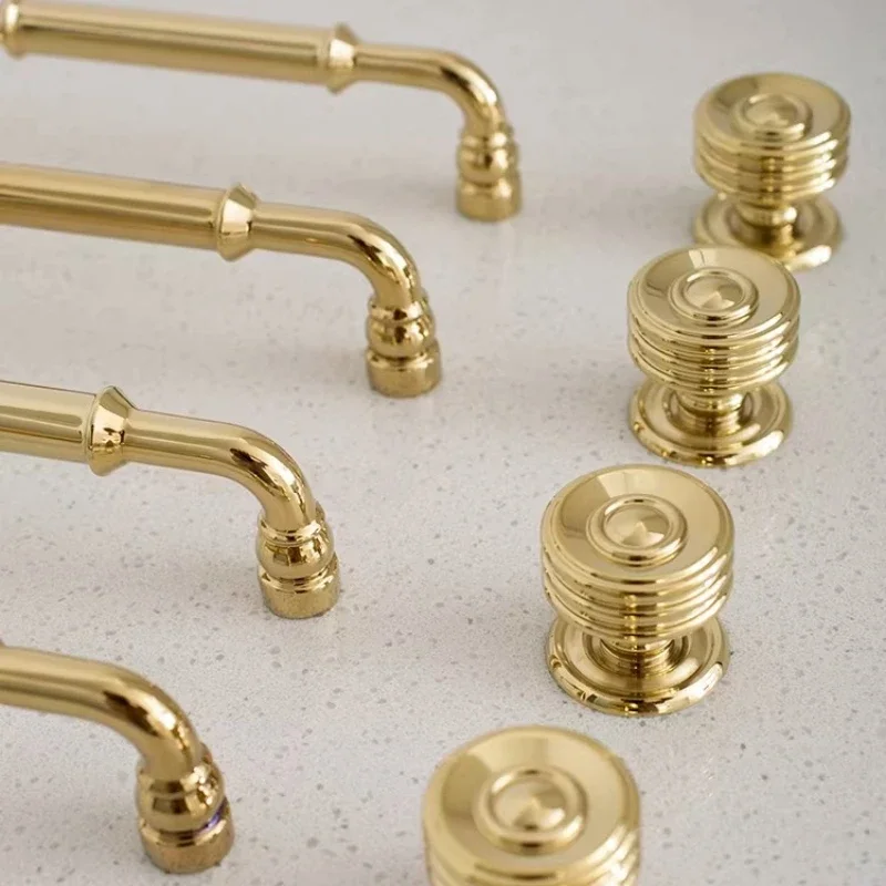 Solid Brass Cabinet Handle Sleek Furniture Hardware Kitchen Door Handle Dressers Wardrobe Cabinet Drawer Knobs Gold Silver Pulls
