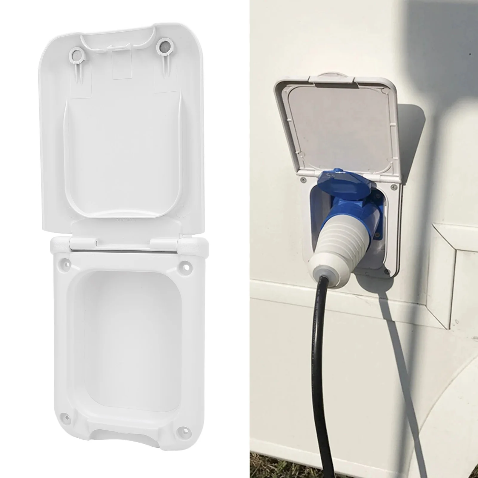 

RV Power Outlet Box with Water Resistant Lid External Electrical Outlet Box for Motorhome Trailer Camping Vehicle