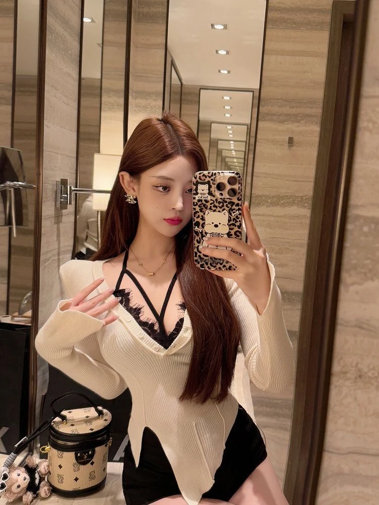 

KING BRAND Sexy Lace Cross Hollow out Pure Desire Underwear Top Women's Inner Wear ort Sve V-Ne Color