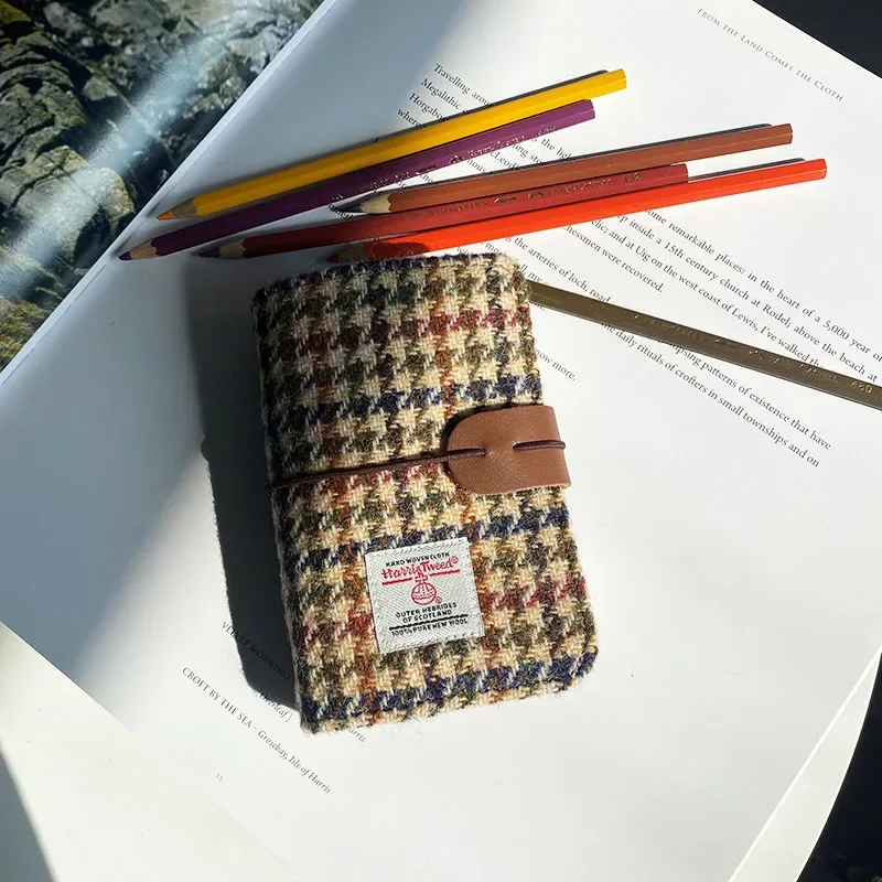 Retro Plaid Woolen Notebook M5 Loose Leaf Journal Girl Student Diary Notebook M5 다이어리