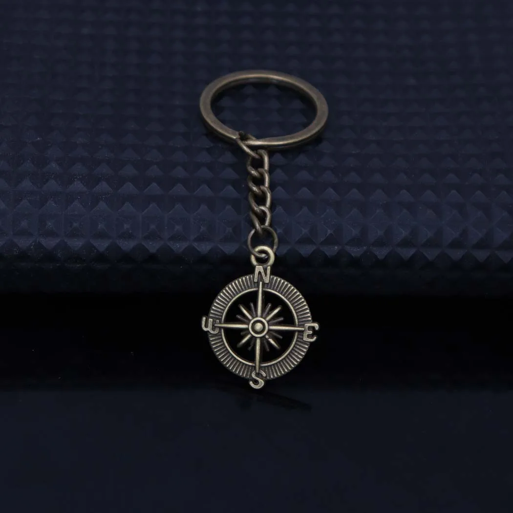 Nautical vintage ship wheel anchor keychain; compass keychain car bag packaging decoration pendant view 2