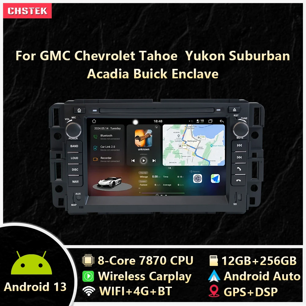 

CHSTEK 7" Car Radio 12+256G Carplay Android 13 For Chevrolet Silverado Impala Avalanche Traverse Express GMC Yukon Sierra Acadia