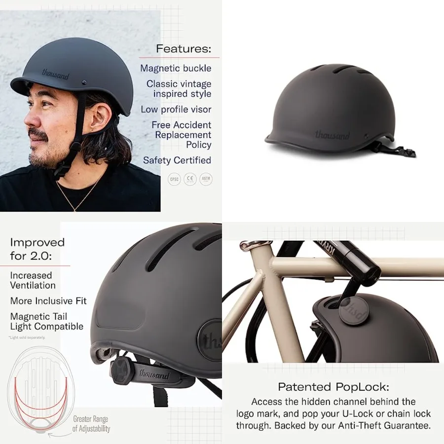 

Heritage 2.0 Adult Bike Helmet; The Original Low Profile Retro Commuter Cycling Helmet Safety Certified for Bicycle Skateboard