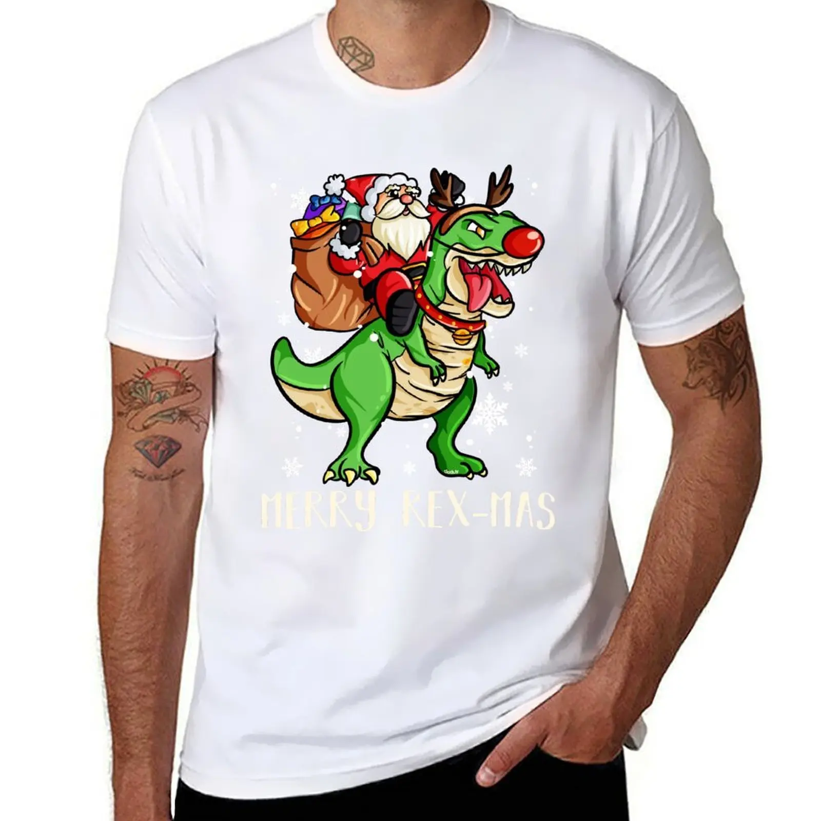 

Merry Rex-Mas Christmas Dinosaur Santa Reindeer T-Rex T-Shirt t shirt man cotton graphic t shirts for man T-Shirt