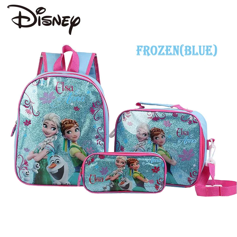 Disney Cartoon Princess Elsa Schoolbag Cute Large-capacity 3-piece Set of Children\'s Girls Boy Backpack Children\'s Schoolbag