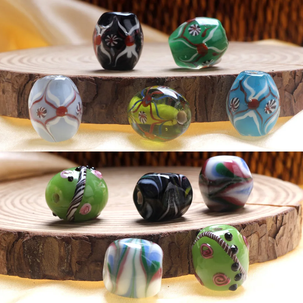 1 قطعة 20 مللي متر عالية المستوى اليدوية شكل بيضاوي Lampwork الزجاج الخرز DIY بها بنفسك موضة الزهور السحر ل قلادة صنع المجوهرات اكسسوارات #1