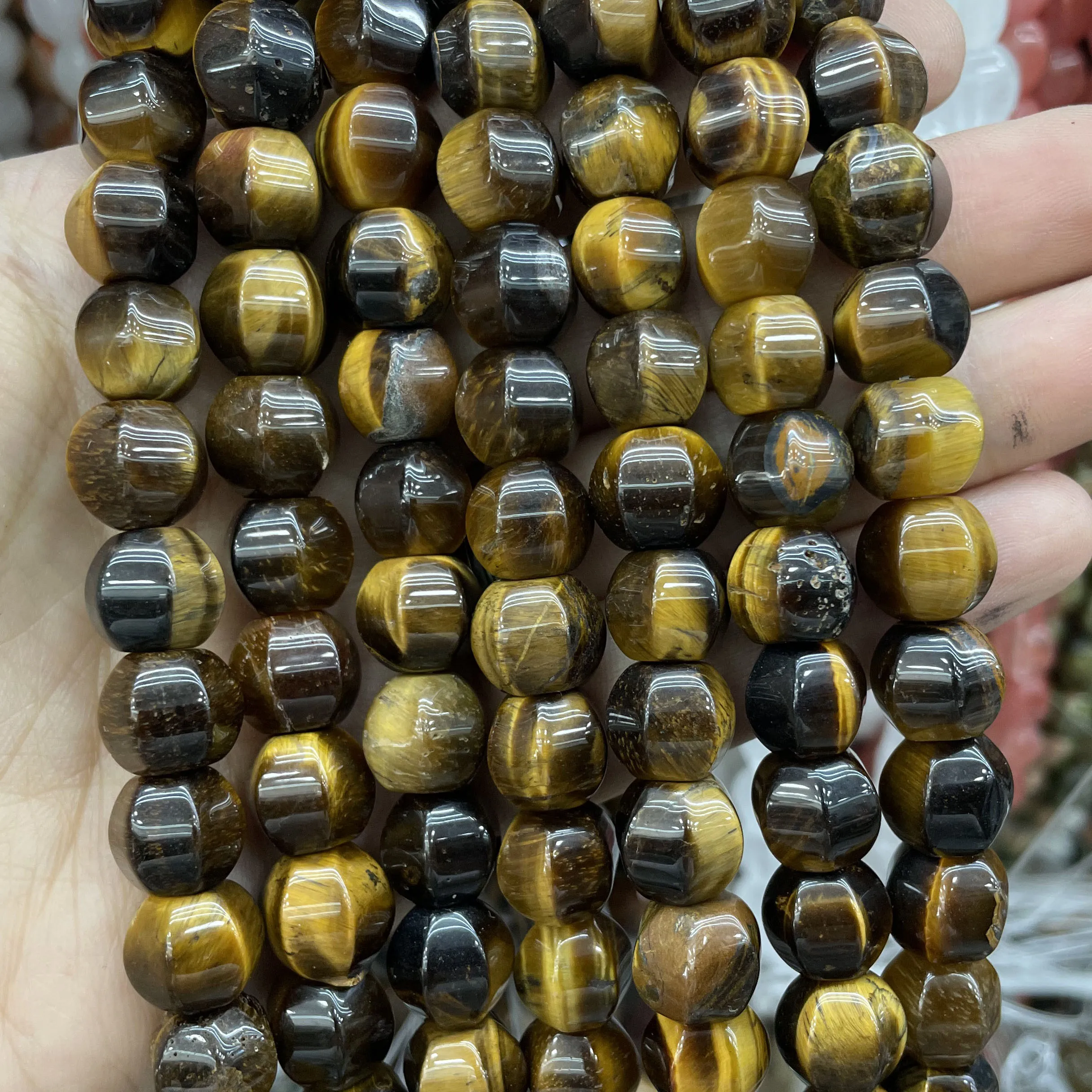 10MM Natural Stone Lantern Shape Aventurine Agates Quartz Tiger Eye Loose Spacer Beads For Jewelry Making DIY Accessories