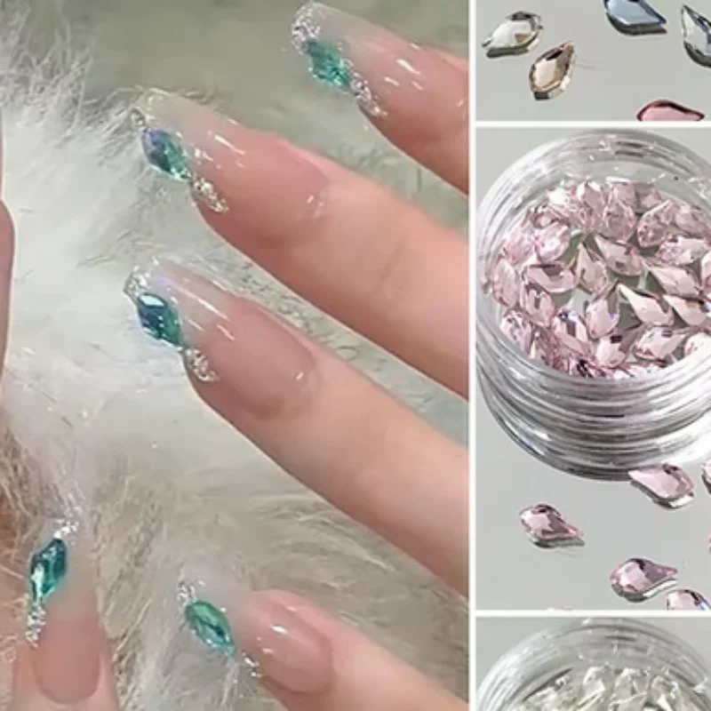 30 Pcs/box Irregular-shaped Drill Nail Art Rhinestones 3D Crystal Nail Stones Gems Pearl DIY Manicure Decorations Accessories