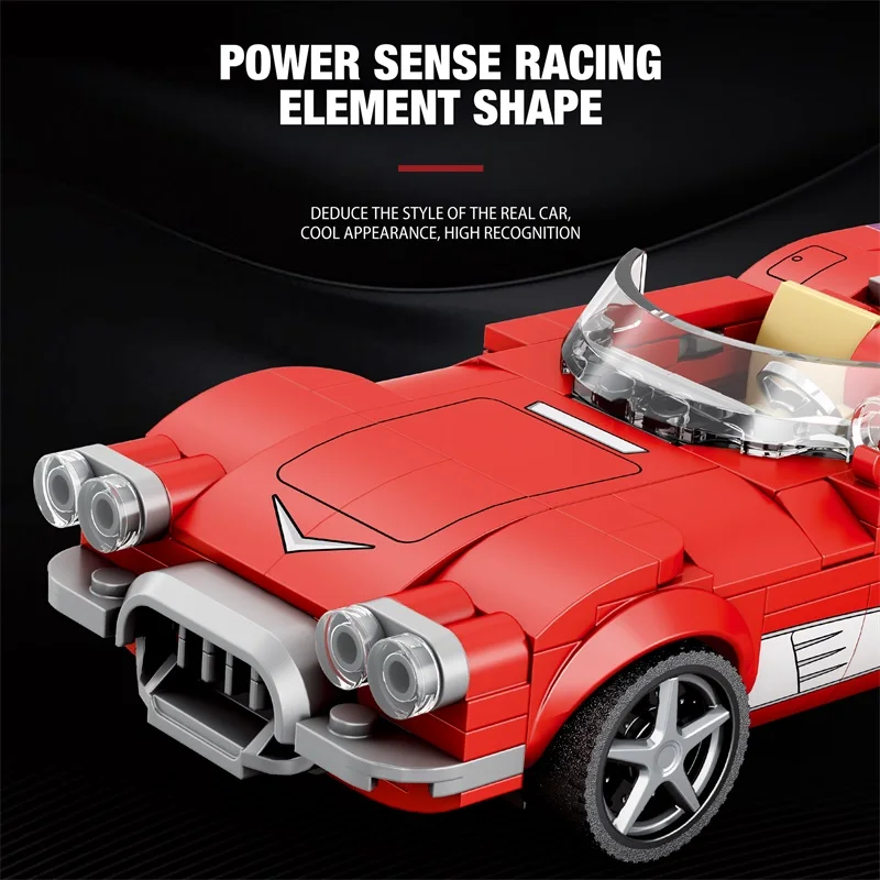 Red vintage car building block toy, Corvette C1 ，311PCS， Home Decoration Series Building Blocks Toys