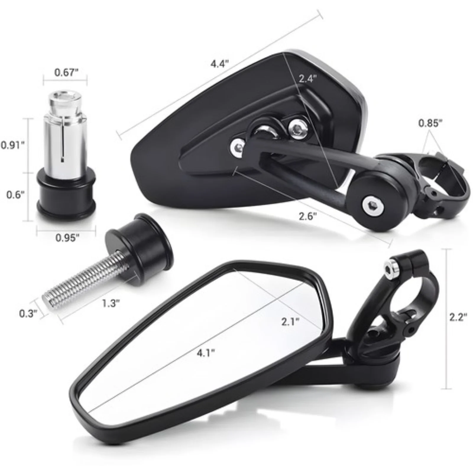 لدراجة نارية Kawasaki Z1000 مقاس 7/8 بوصة، مرايا جانبية للرؤية الخلفية باللون الأسود