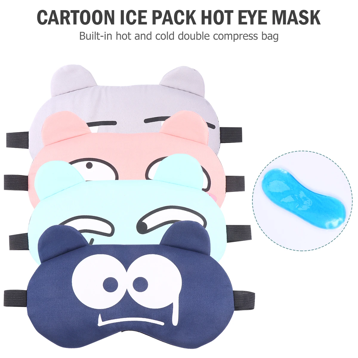 

4- шт. мультяшная нашивка для сна, маска для глаз, дакрон, удобный для путешествий, дома, отеля, блокирующий свет, помощник для сна, серый, розовый, темно-синий свет