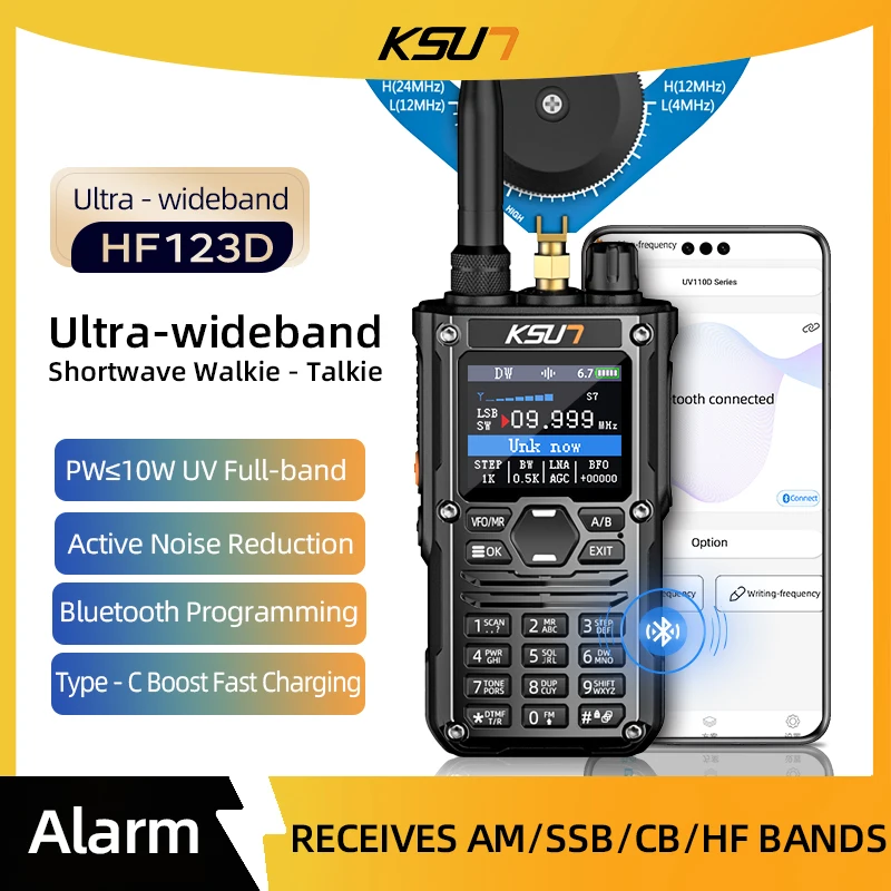 KSUN HF123D اسلكية تخاطب طويلة المدى AM SW SSB HF UHF VHF الموجات القصيرة CB محطة راديو هام جهاز الإرسال والاستقبال الهواة اتجاهين راديو