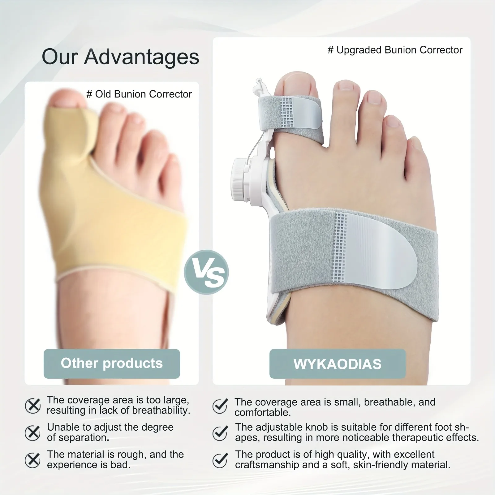 Verstellbarer Hallux-Valgus-Korrektor und Zehen-Ausrichtungs-Orthese | Starke Unterstützung mit atmungsaktiven Löchern, weiche Polsterung – Detail 3