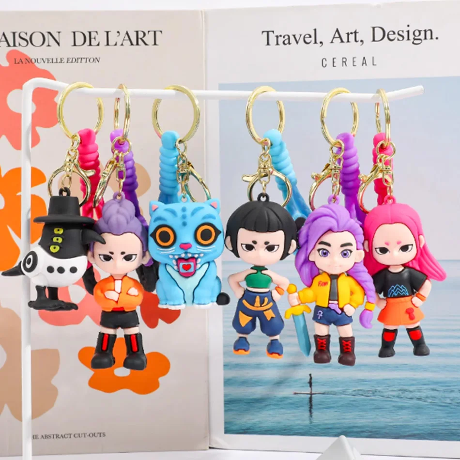 New KPOP Demon Hunters Little Tiger Keychain Pendant Cartoon Anime Monster Hunt Girl Key Ring Bag Hanging Decoration Gift