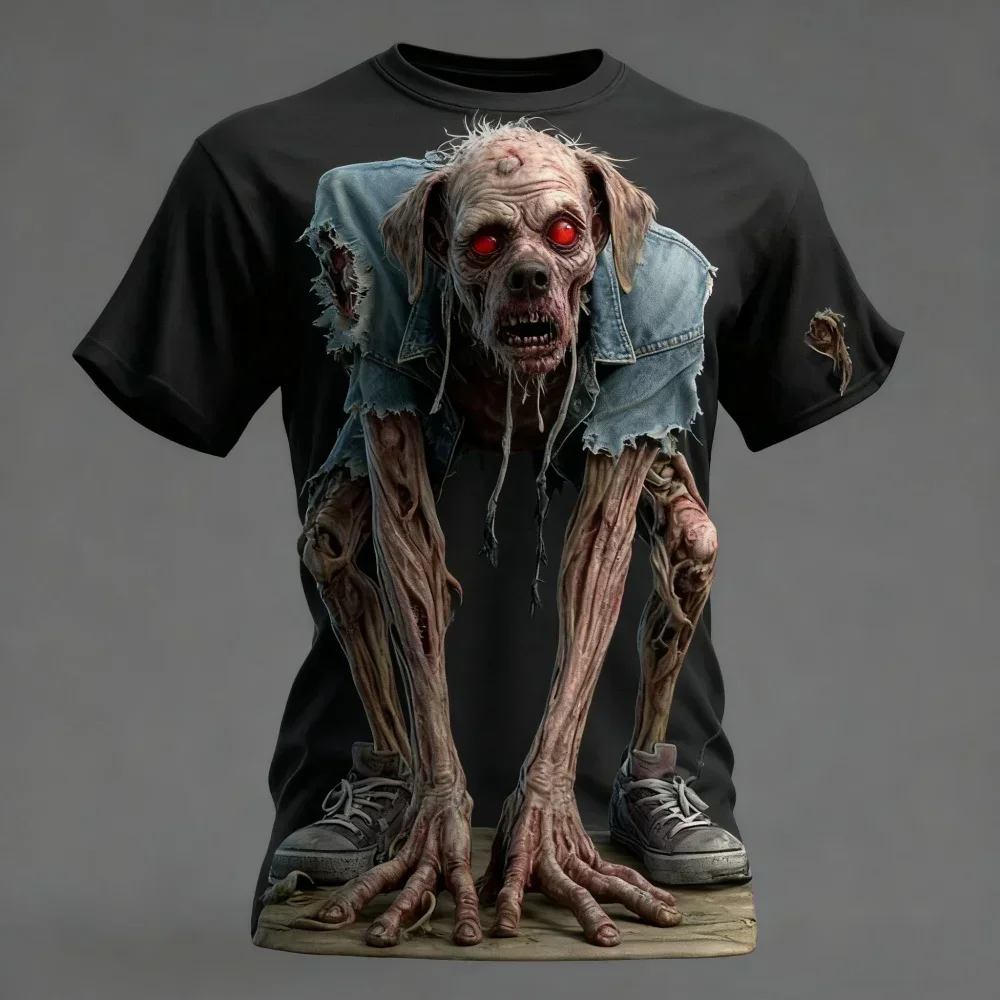 Halloween Kreatives Horror-Zombie-3D-Druck-T-Shirt für Männer und Frauen, modisches Street-Party-Casual-Familienfreundliches Kurzarm-T-Shirt – Detail 7