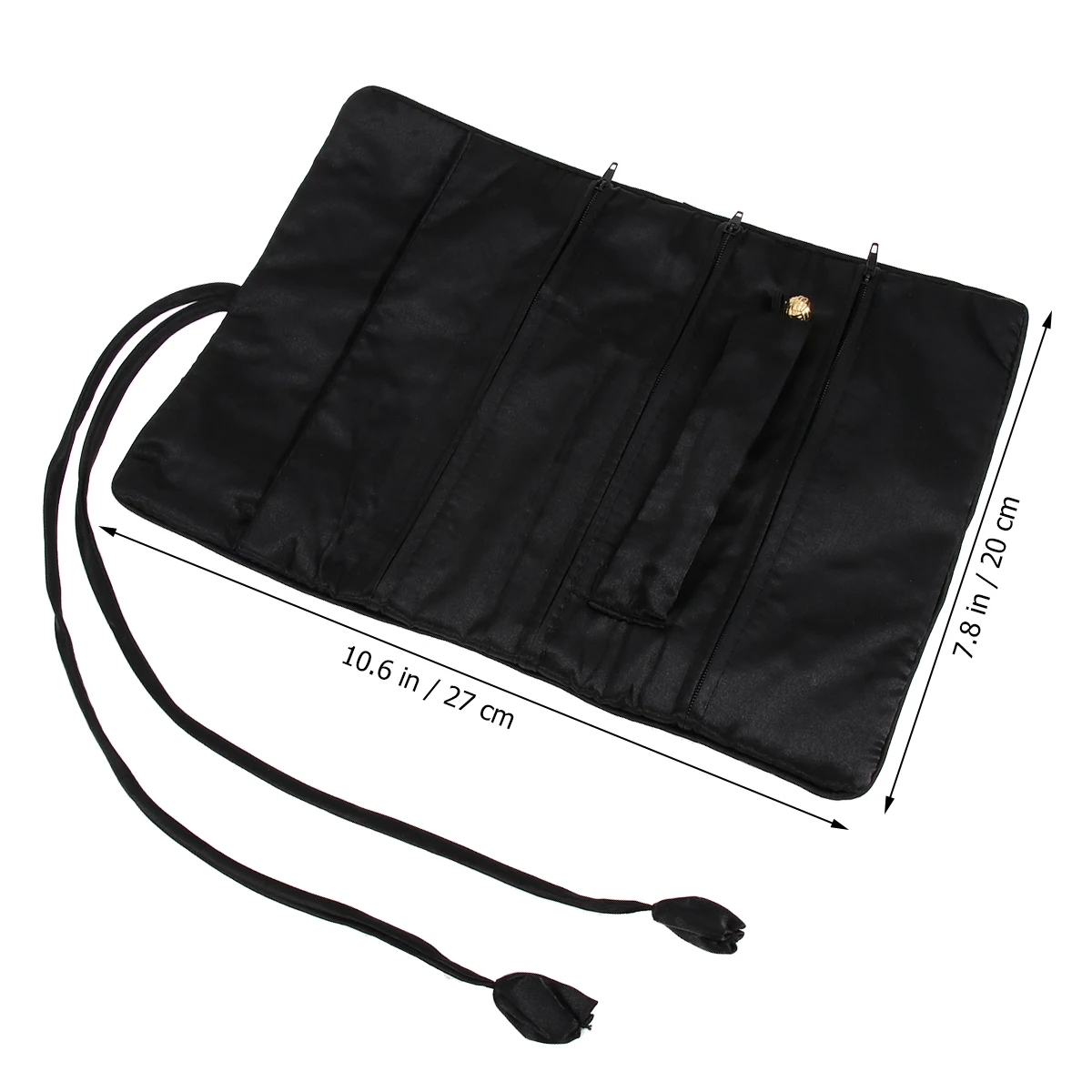

Jewelry Roll Bag Elegant Embroidered Storage Pouch Women Travel Organizer Silk Satin Large Pocket Small