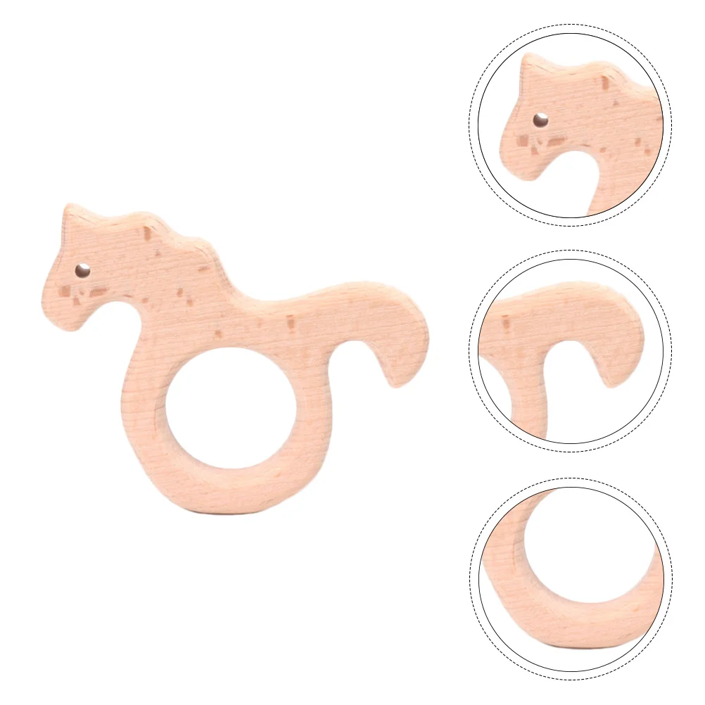 3Pcs Baby Teether Wooden Beech Hollow Kangaroo Cartoon Design Molar Rod Infant Chewing Use Lovely Baby Teether