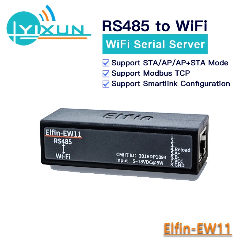 Serial port RS485 RJ45R to wifi serial server module HF Elfin-EW11 Support TCP/IP Telnet Modbus TCP Protocol data transfer DTU