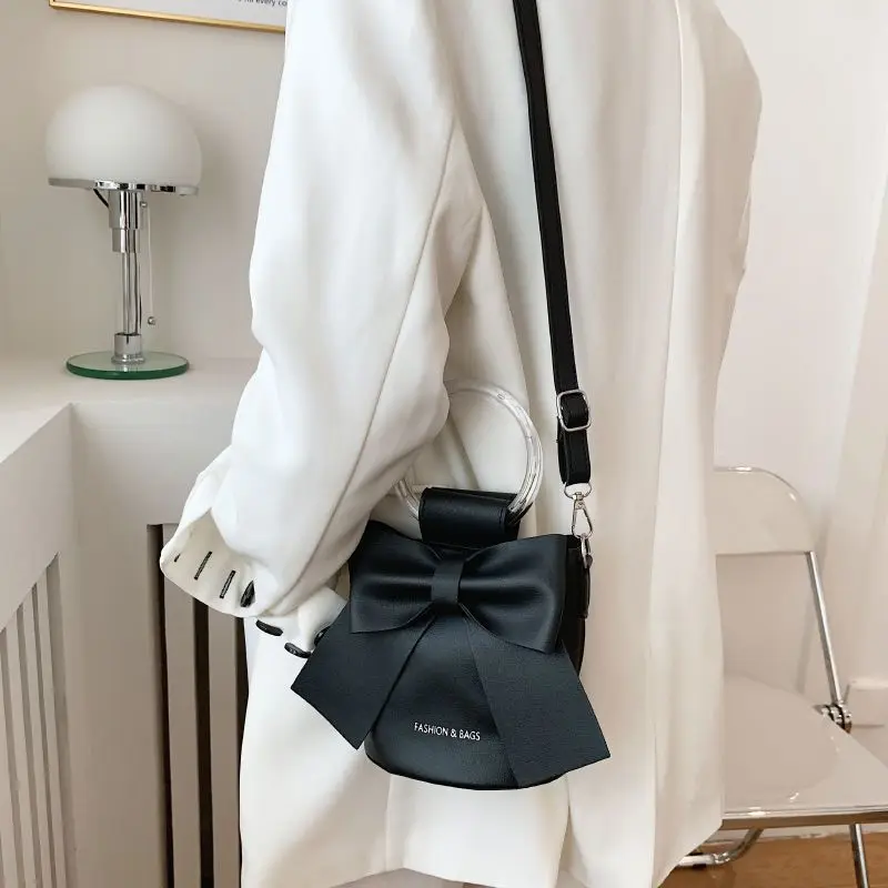 Lovely and Sweet Bowknot Bags for Women 2023 Summer New Fashion All-match Crossbody Bags Bucket Elegant Handbags