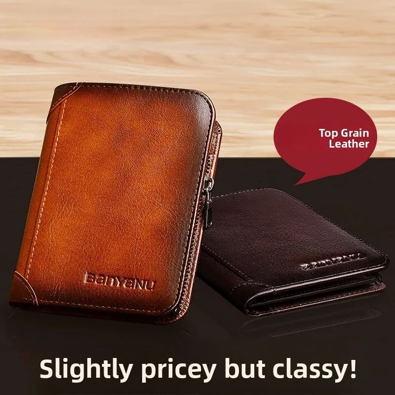 high-end-men's-wallet-top-layer-cowhide-large-capacity-with-zipper-anti-theft-driver's-license-card-holder-vintage-style