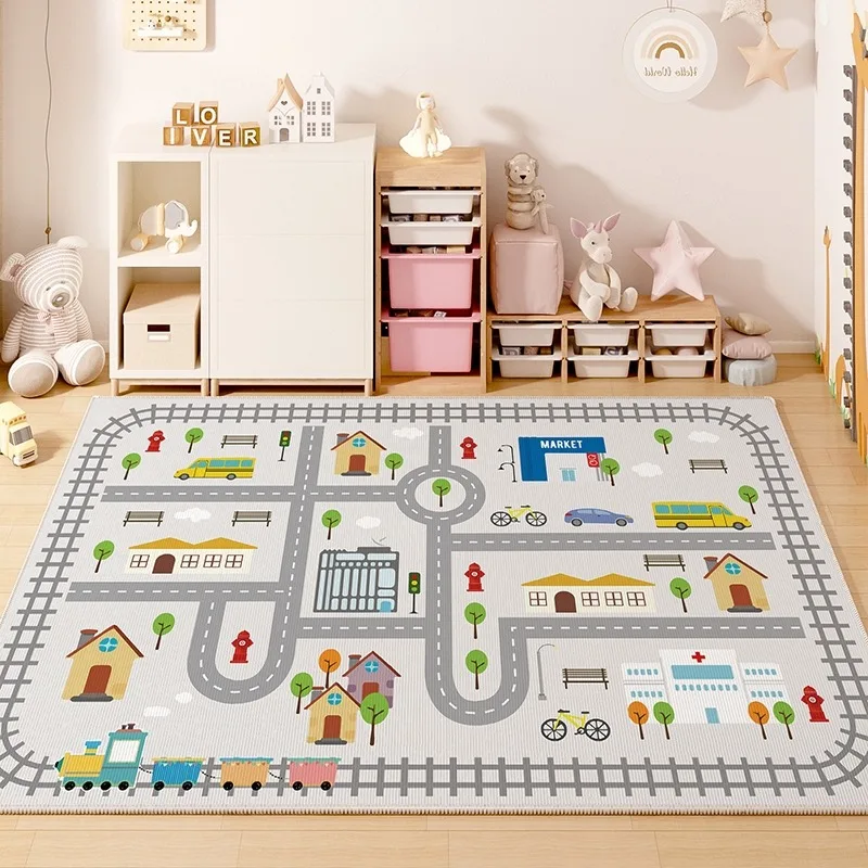 Children's Carpet Large Size Game Floor Mat Train Track Carpets Toy Car Road Rug Home Decoration Rugs for Living Room 장난감 방 깔개