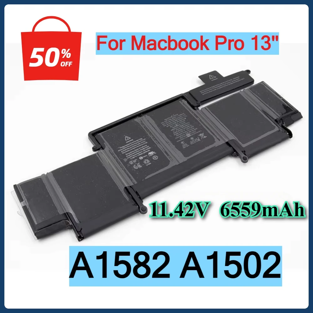 

A1582 A1502 Laptop Battery for Macbook Pro 13'' ME864 ME865 2015 Retina 11.42V 6559mAh