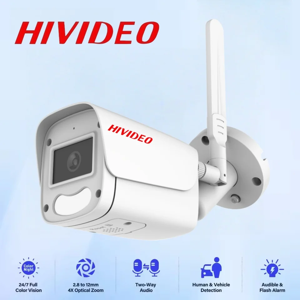 

HIVIDEO Full Metal Case Outdoor Smart Light Bullet WiFi Camera Network Camera IP Camera IP66 Human 3MP Surveillance Camera