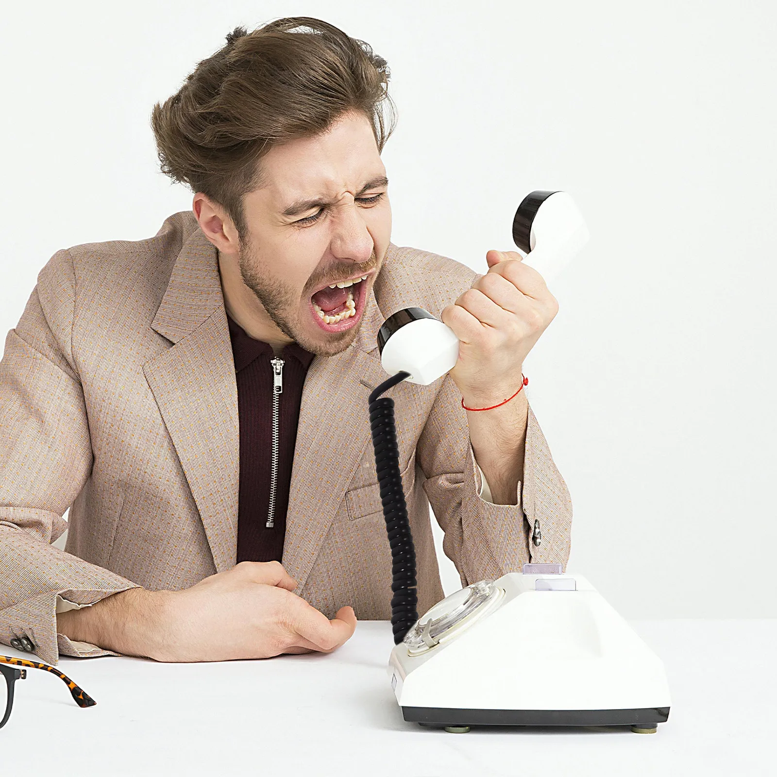 Telephone Line Curly Telephone Cable Landline Accessory Accessory Coil Cable PVC Keyboard Spiral Wire Phone Connection