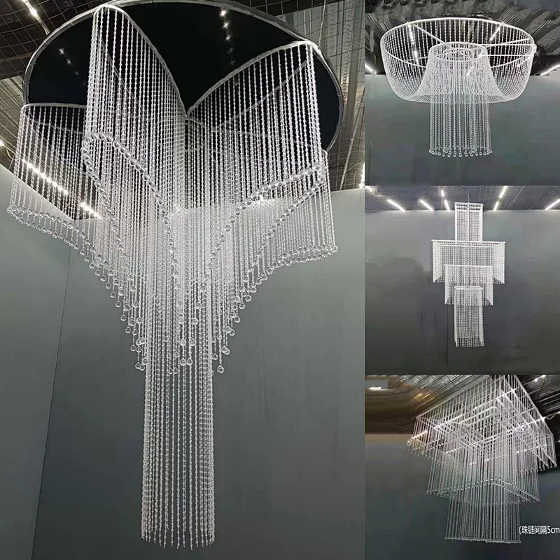 New wedding props crystal acrylic bead curtain ceiling wedding scene chandelier pendant stage arrangement crystal lamp