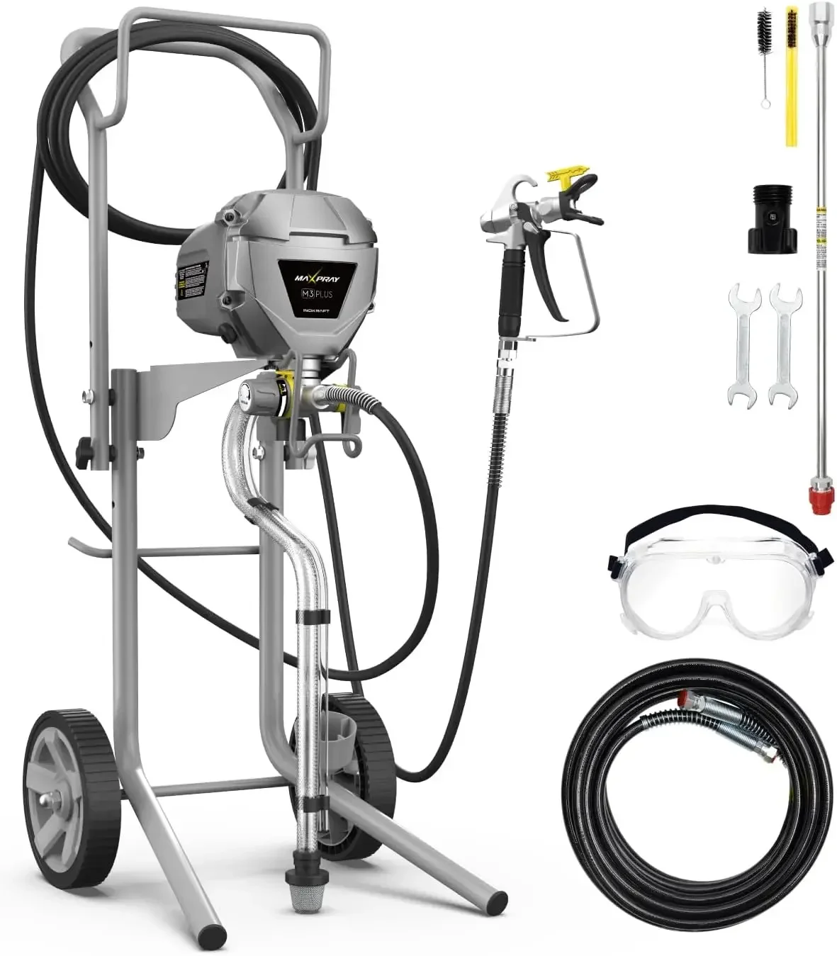 

USA M3 Cart Airless Paint Sprayer, Highly Efficient Thinning-Free Minimal Overspray for Up to 15 Gallon w/ Sprayer Accessories