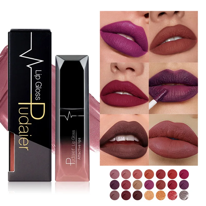 12 Colors Matte Liquid Lipstick Lipgloss Pink Orange Lip Contour Lipliner Wood Nude Lip gloss Lip stick Makeup Set P1200#