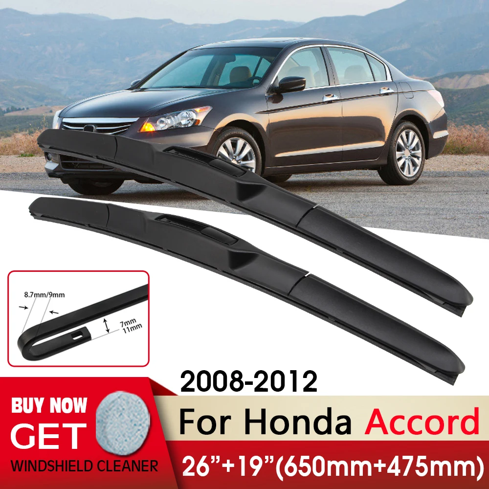 

Car Wiper Front Wiper Blades 26"+19" For Honda Accord 2008-2012 Fit U Hook Arm Front Windscreen Wipers Auto Accessories