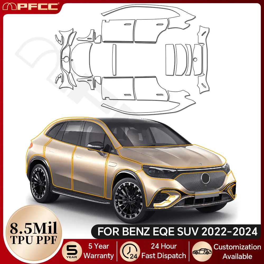 

For Mercedes Benz EQE SUV 2022 2023 2024 TPU Paint Protection Film Pre-cut PPF Car Body Anti-Scratch Kit Clear Bra Resistant