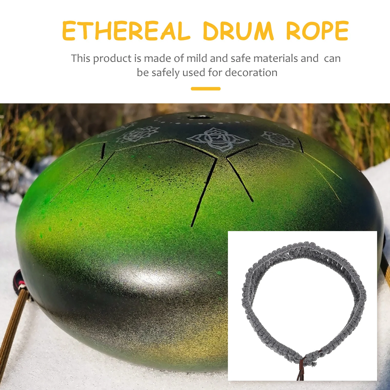 

1Pcs Decorative Cotton Rope Cover Woven Ethereal Drum Wrapping Rope Adjustable Handmade Protective Drum Accessory