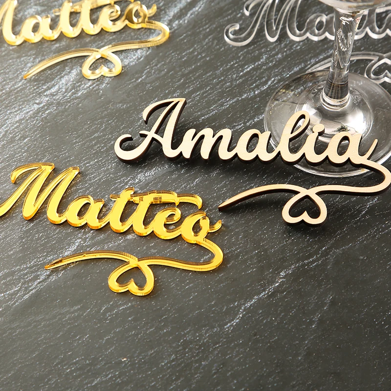 Personalized glass decor Custom wine charm Wedding wine charms Gold wine charms Wine glass charms Wedding charm Laser cut name