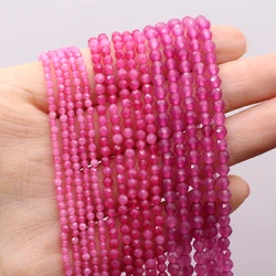 2/3/4mm Natural Stone Pink Tourmaline Round Faceted Spacer Beads for Jewelry Making Supplies DIY Necklace Bracelet Accessories