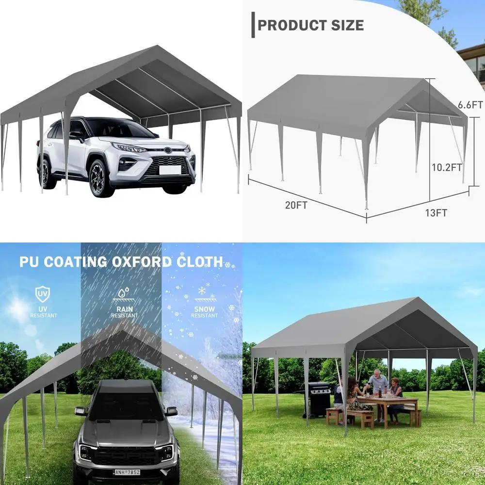 

13x20ft heavy duty carport outdoor car canopy uv resistant waterproof party tent all-season portable garage gazebo shelter for c