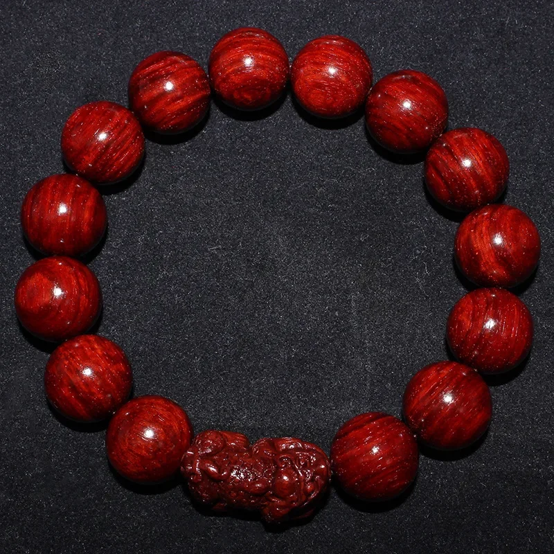 Yunyuan Factory Supplies India Pterocarpus Santalinus Strings Pixiu Bracelet with Star Rosewood Buddha Beads Rosary