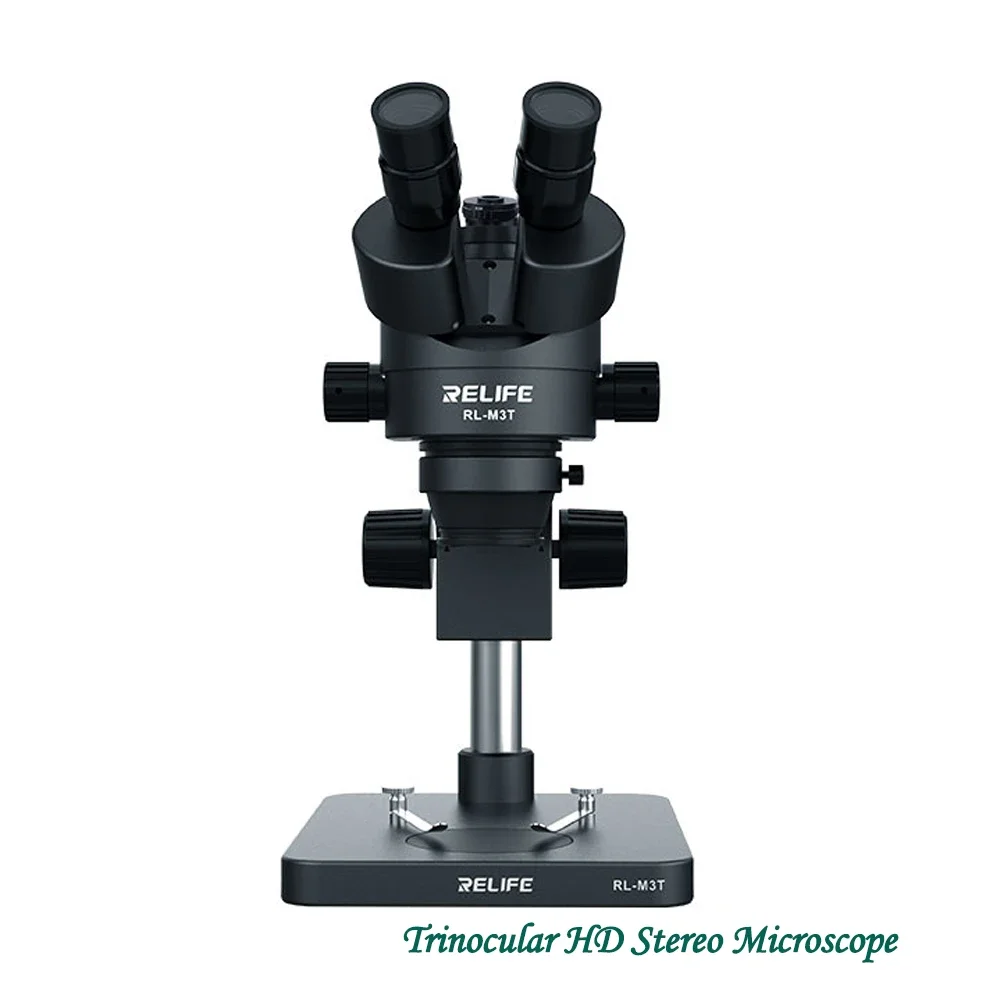 Microscopio stereo trinoculare HD RELIFE RL-M3T può essere installato dispositivo di visualizzazione esterno 0.7-4.5X zoom continuo Multi-angolo