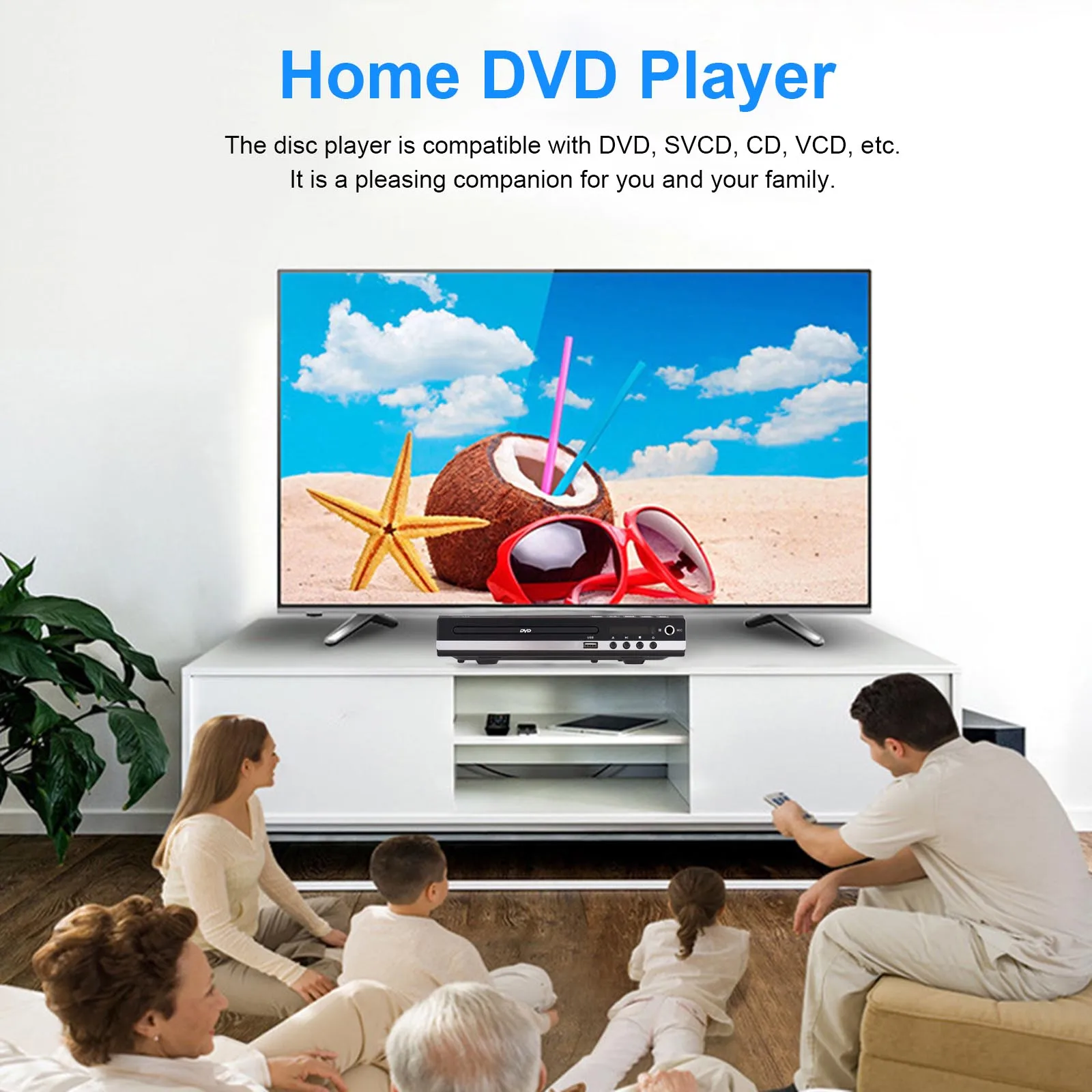 Digitaler DVD-Player, Heim-Player, DVD-CD-Disc-Player, digitaler Multimedia-Player, U-Disk-Wiedergabe, HD-AV-Ausgang mit Fernbedienung
