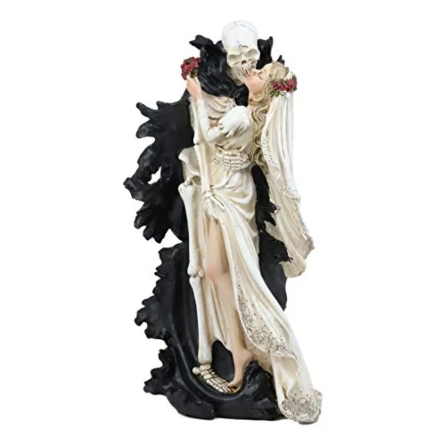 

Ebros Wedding Bride and Death Angel Grim Reaper Skeleton The Kiss Figurine 14.25" Tall Love Never Dies Day of The Dead DOD Skul