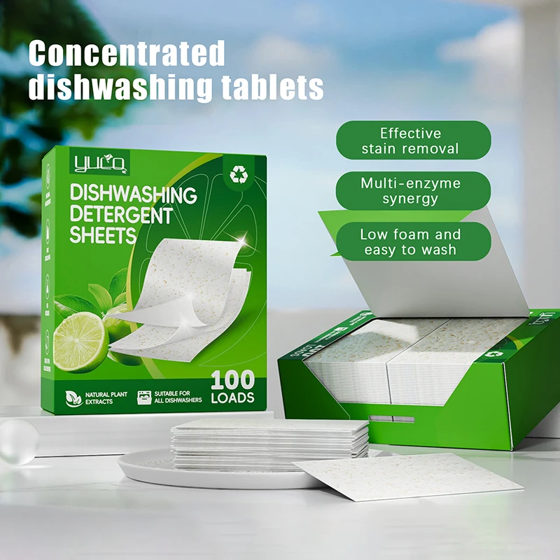 30/100pcs Dishwasher Cleaner Oil Dirt Removal Deodorizer Cleaning Tablet Machines Bowls Kitchen Tool Dishwashing Detergent Sheet