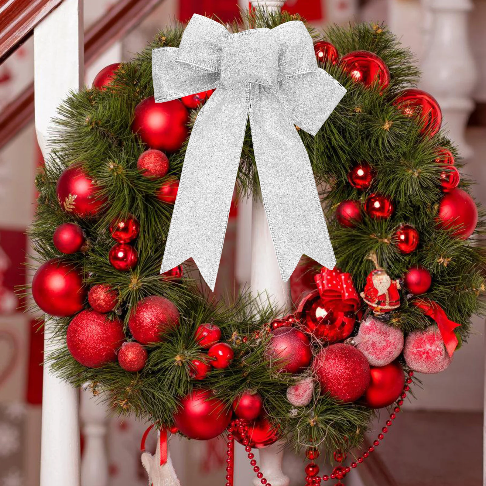 

6Pcs Xmas Tree Bowknot Decorative Large Glitter Christmas Bows Creative Bow Ornaments Party Wedding Holiday Wreath Craft