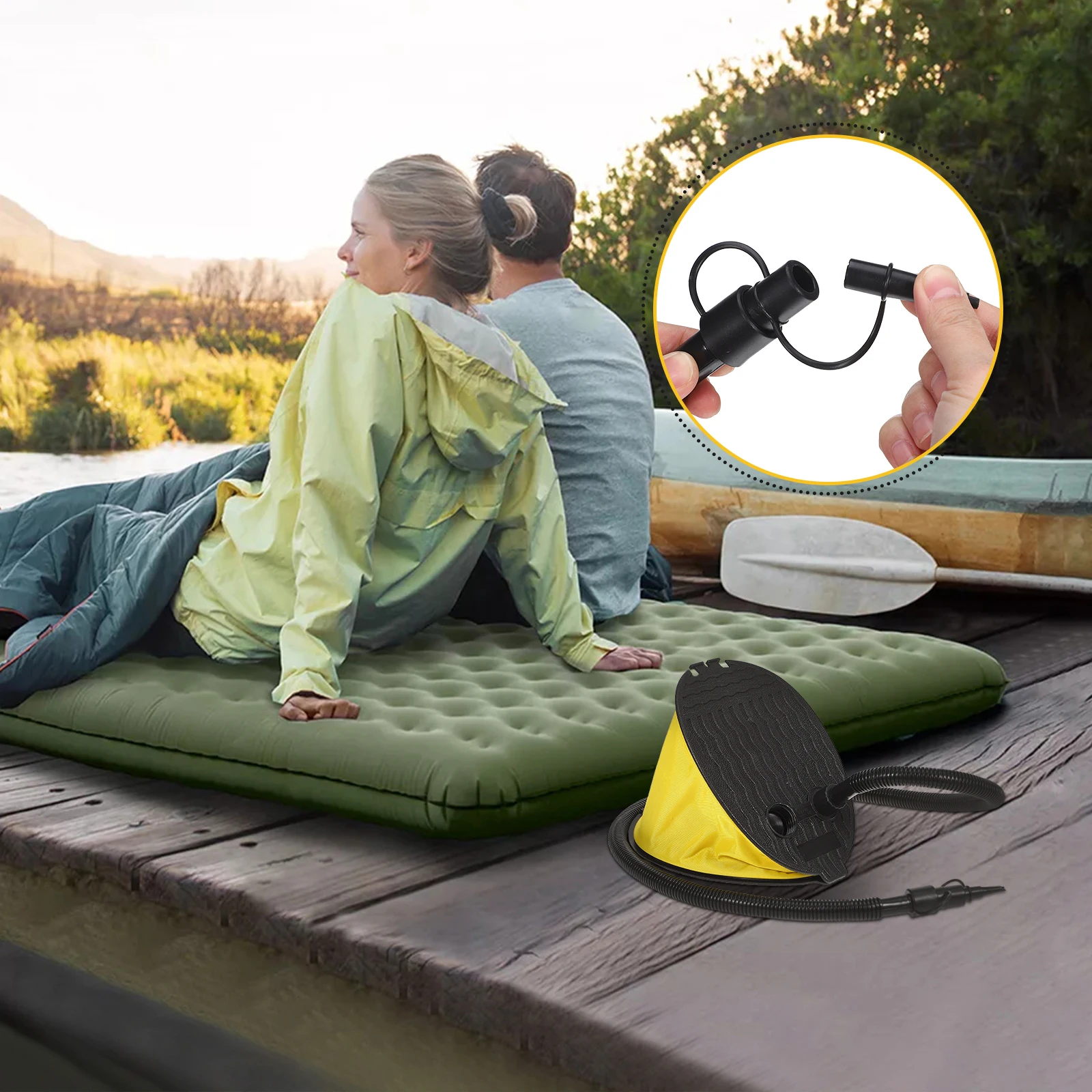 

Foot Air Pump Inflator Balloon Mattress Yellow Blower Inflatables Pumps Quick Inflate Deflate Devices Collapsible