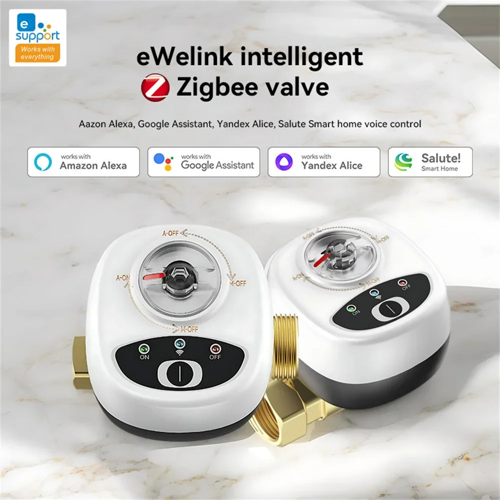 Zigbee 스마트 밸브 컨트롤러, eWelink DN15, DN20, DN25 볼 밸브 앱 리모컨, IP65 방수 워터 밸브, 알렉사와 작동 