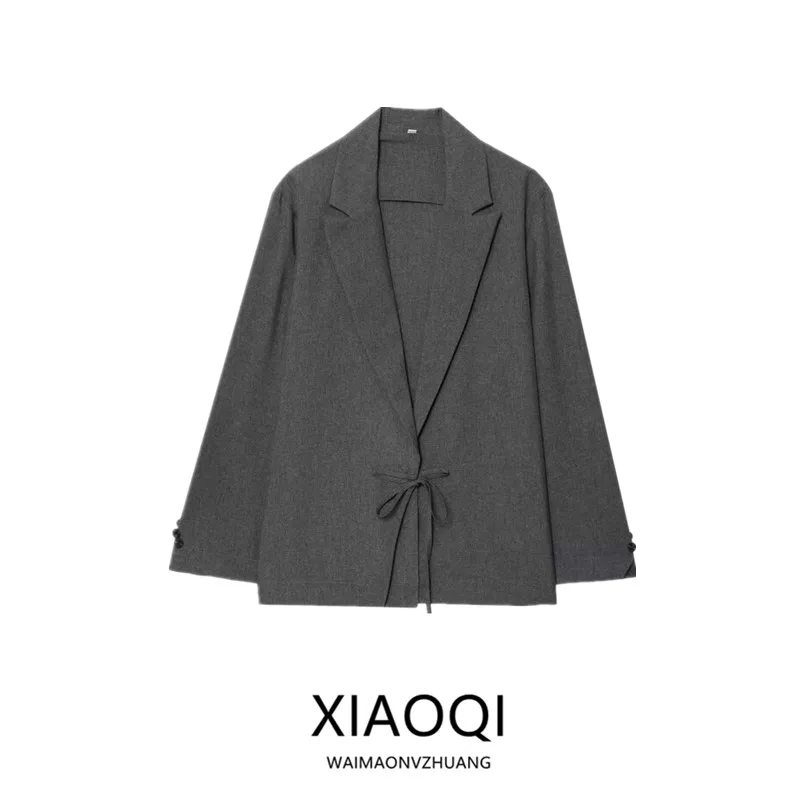 

Summer 2025 New Arrival Women's Loose Versatile Linen mat Sle Suit Jaet Commute Long Sve Regular Length Pure Color
