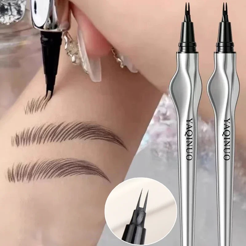 2Points Eyebrow Pencil Long Lasting Easy To Grip Eyebrow Tattoo Waterproof Thin Liquid Lying Silkworm Brow Pen Korean Makeup New