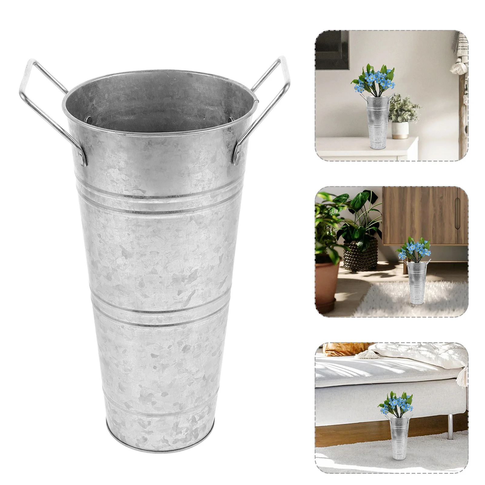 

1Pcs Simulation Flower Vase Iron Retro Bucket Dried Silk Flowers Display Artistic Arranging Ware Creative Vintage Decorative