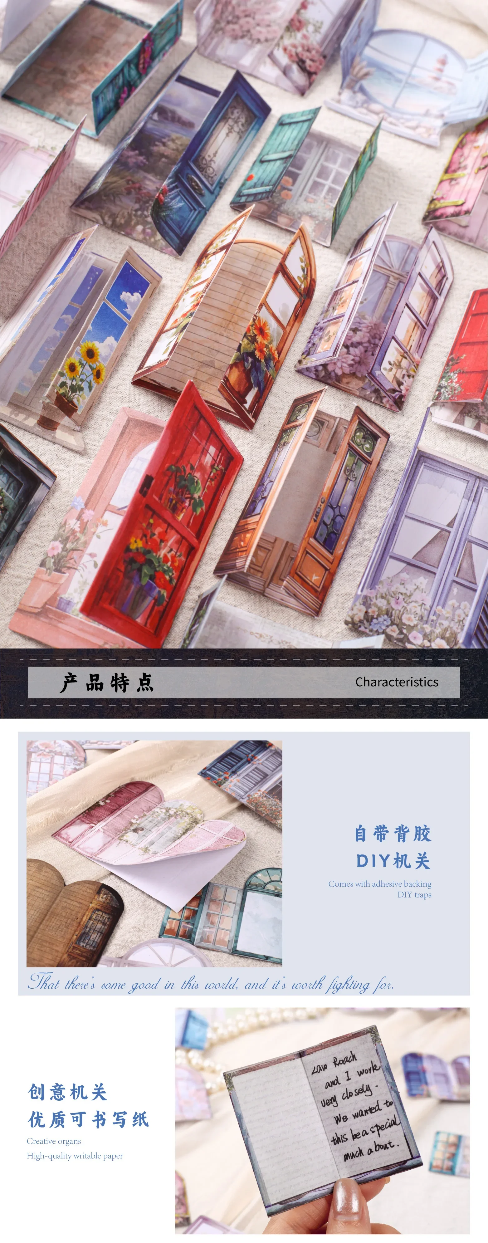 1pack/2pack Handbook Material Stickers Collection Light Vintage Window Organs 10pcs Per Pack Door and Window Themed Time